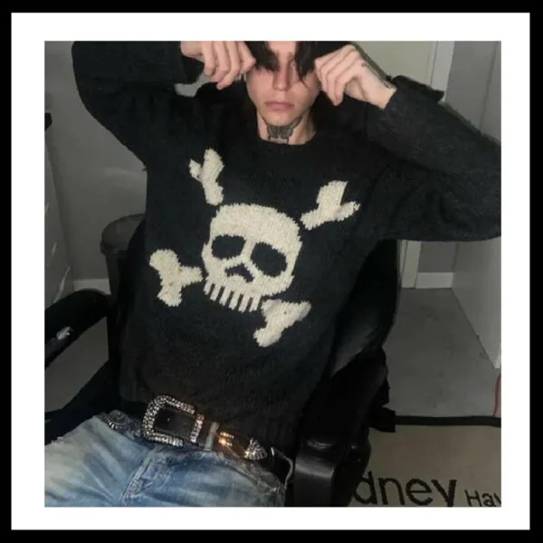 Gothic Skull Graphic Sweater
