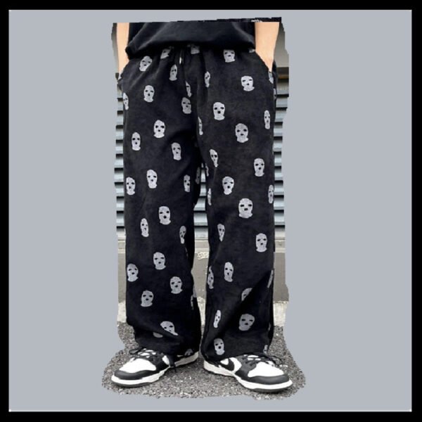 Skull Print Drawstring Baggy Pants