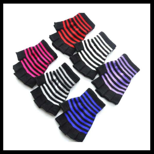 Short Striped Fingerless Gloves